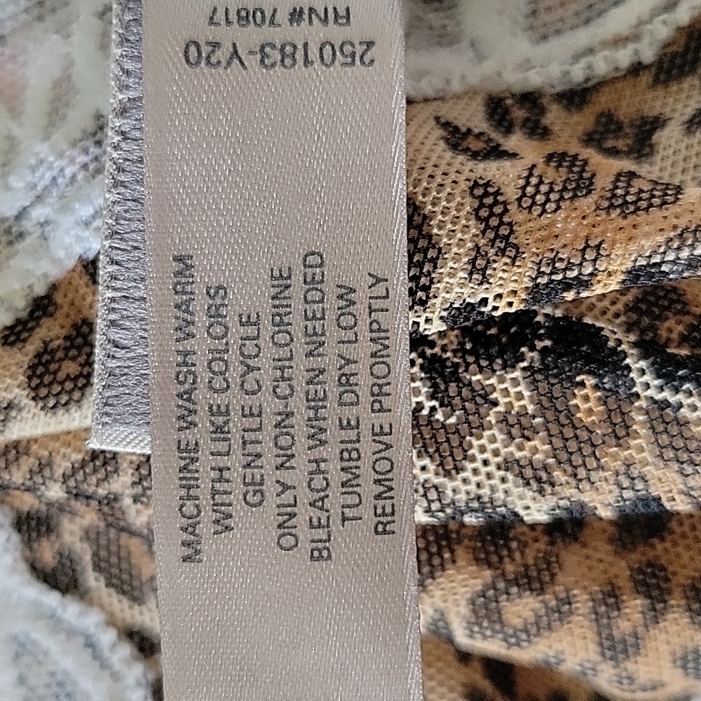 Victoria Secret size Large Cheetah print with Cream 'Love" sheer lace baby doll - Picture 8 of 8